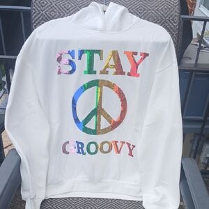 Ces Femme White Stay Groovy Hoodie